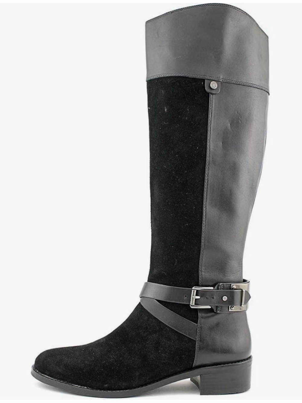Vince Camuto Black Leather & Suede Riding Boots